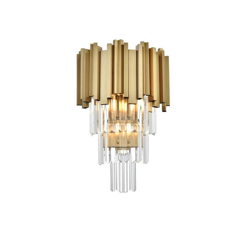 Elegant Lighting Willow 3 Light 12" Wall Sconce, Satin Gold/Clear