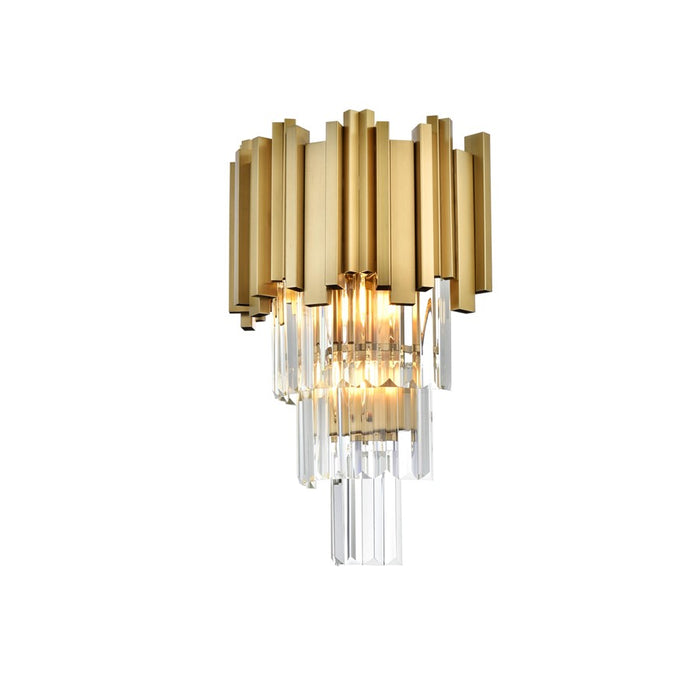 Elegant Lighting Willow 3 Light 12" Wall Sconce, Satin Gold/Clear