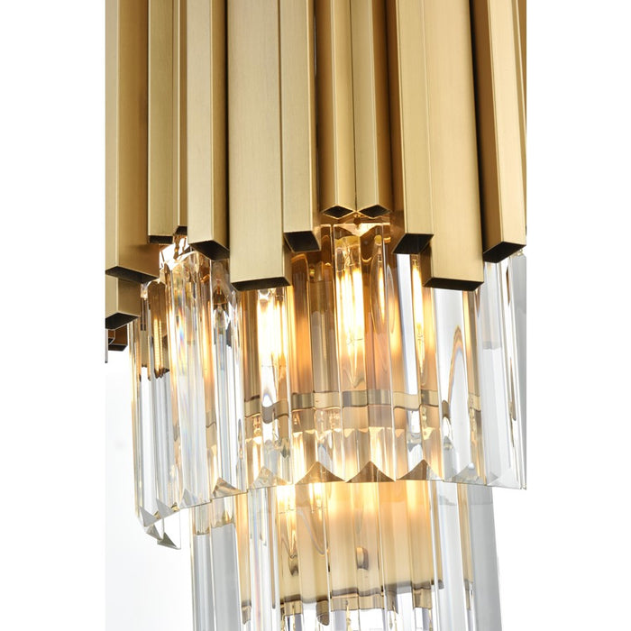 Elegant Lighting Willow 3 Light 12" Wall Sconce, Satin Gold/Clear