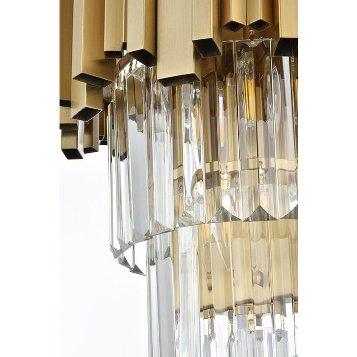 Elegant Lighting Willow 3 Light 12" Wall Sconce, Satin Gold/Clear