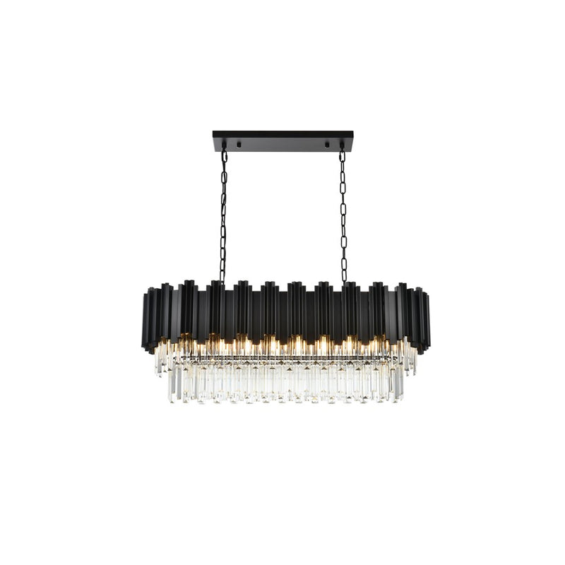 Elegant Lighting Willow 9 Light 36" Chandelier, Black/Clear