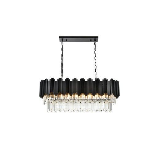 Elegant Lighting Willow 9 Light 36" Chandelier, Black/Clear - 3401G36BK