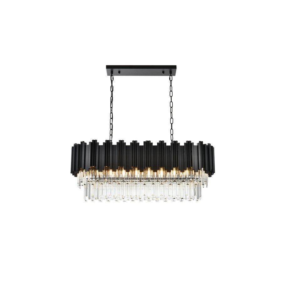 Elegant Lighting Willow 9 Light 36" Chandelier, Black/Clear - 3401G36BK