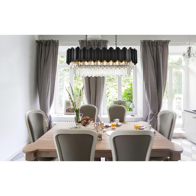 Elegant Lighting Willow 9 Light 36" Chandelier, Black/Clear