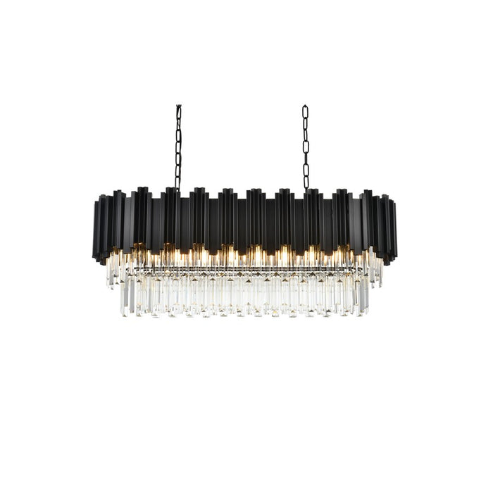 Elegant Lighting Willow 9 Light 36" Chandelier, Black/Clear