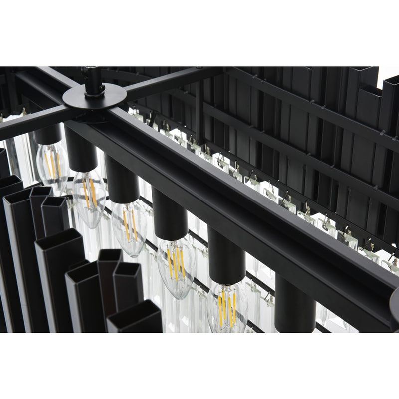 Elegant Lighting Willow 9 Light 36" Chandelier, Black/Clear