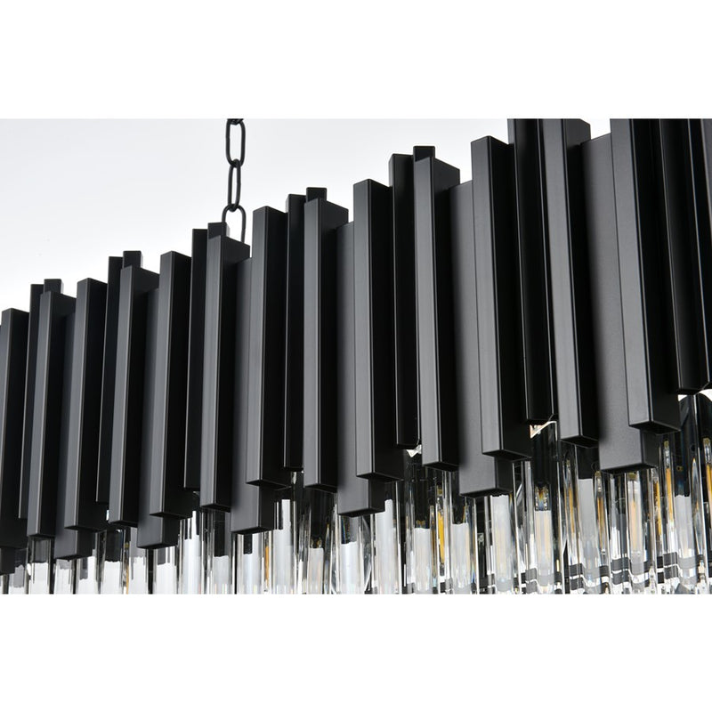 Elegant Lighting Willow 9 Light 36" Chandelier, Black/Clear