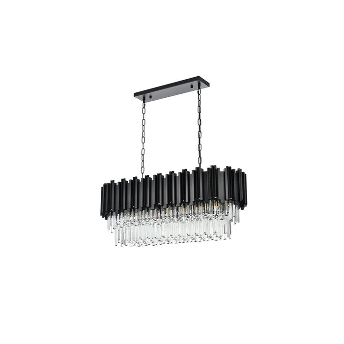 Elegant Lighting Willow 9 Light 36" Chandelier, Black/Clear