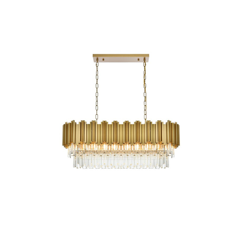 Elegant Lighting Willow 9 Light 36" Chandelier, Satin Gold/Clear