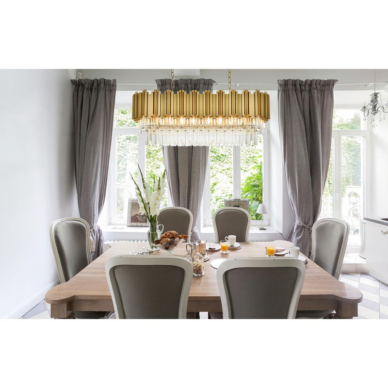 Elegant Lighting Willow 9 Light 36" Chandelier, Satin Gold/Clear
