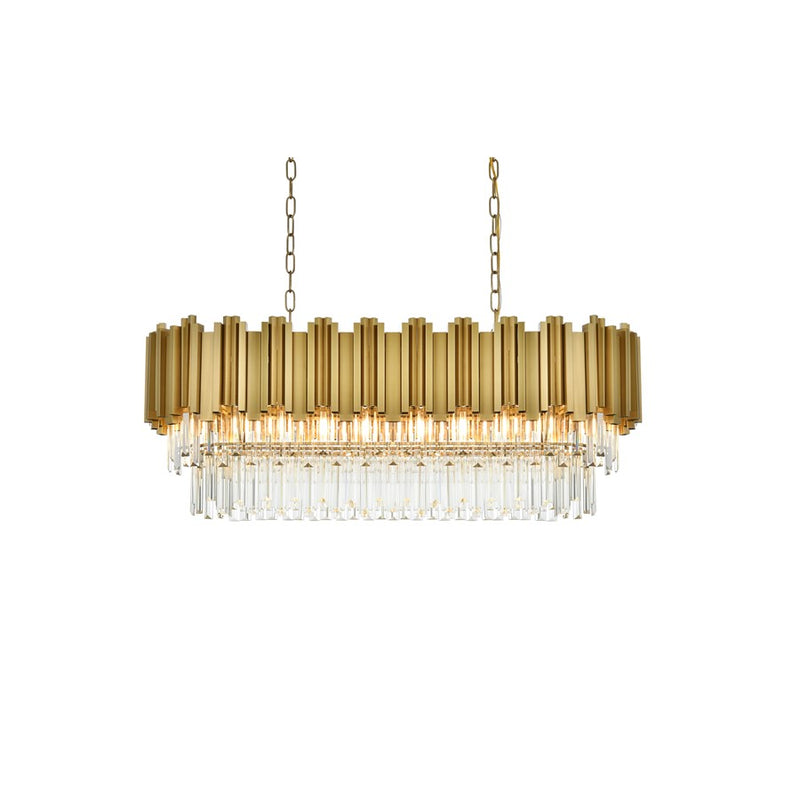 Elegant Lighting Willow 9 Light 36" Chandelier, Satin Gold/Clear