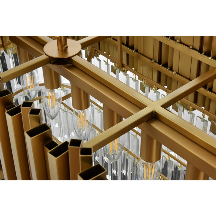 Elegant Lighting Willow 9 Light 36" Chandelier, Satin Gold/Clear