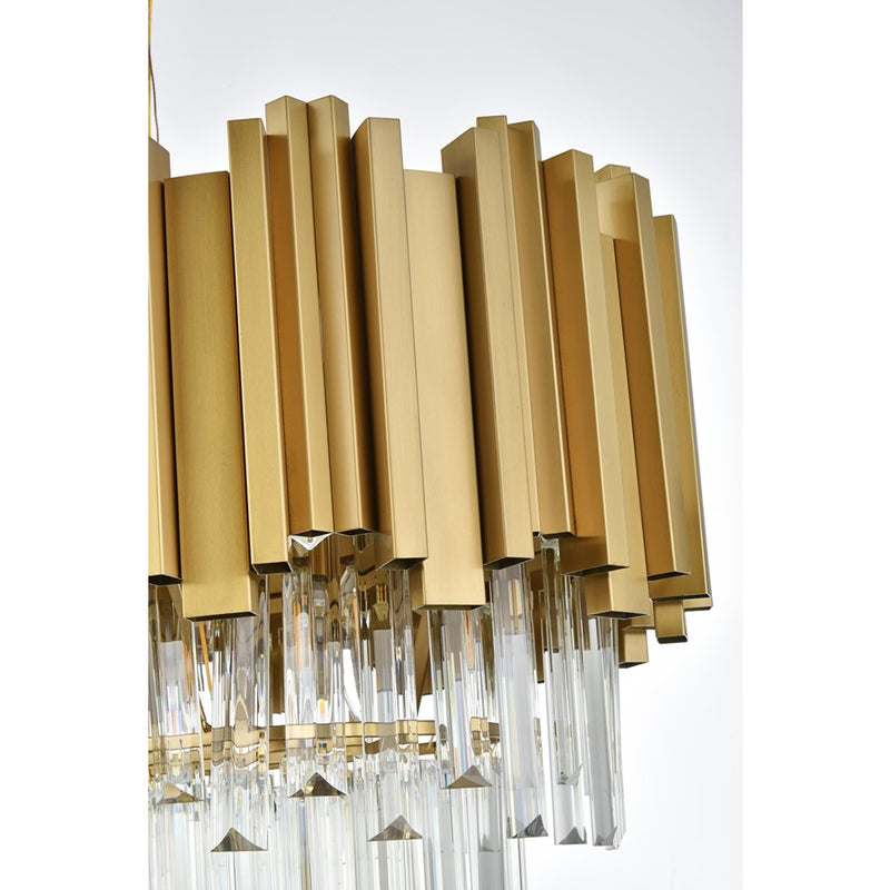 Elegant Lighting Willow 9 Light 36" Chandelier, Satin Gold/Clear