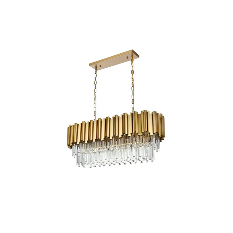 Elegant Lighting Willow 9 Light 36" Chandelier, Satin Gold/Clear