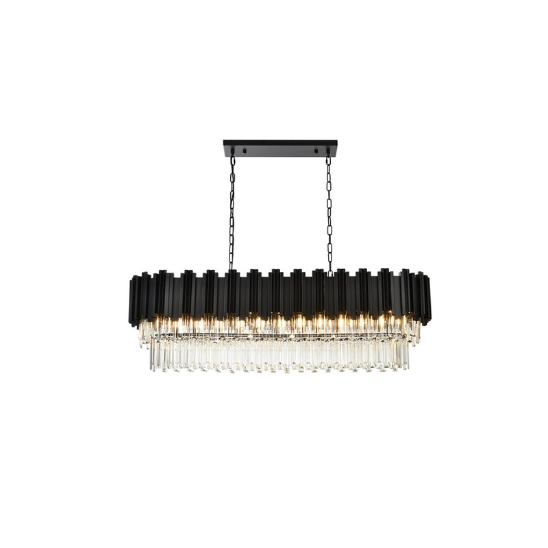 Elegant Lighting Willow 12 Light 47" Chandelier, Black/Clear
