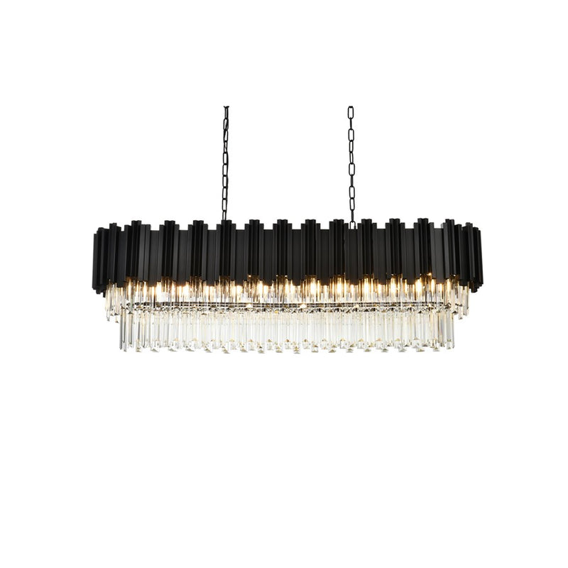 Elegant Lighting Willow 12 Light 47" Chandelier, Black/Clear