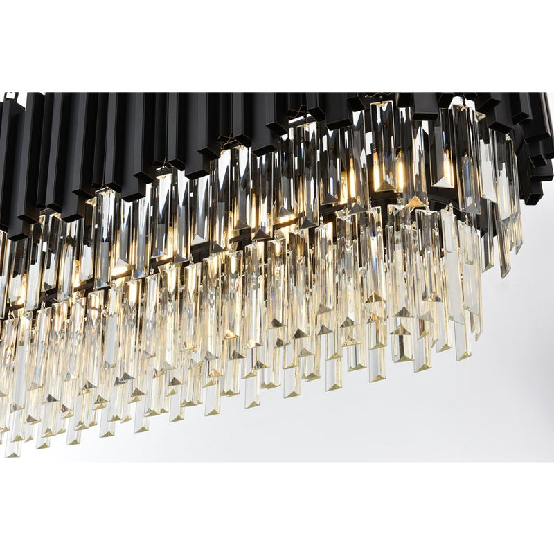Elegant Lighting Willow 12 Light 47" Chandelier, Black/Clear