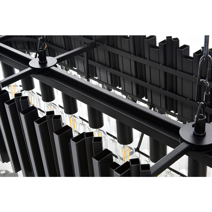 Elegant Lighting Willow 12 Light 47" Chandelier, Black/Clear