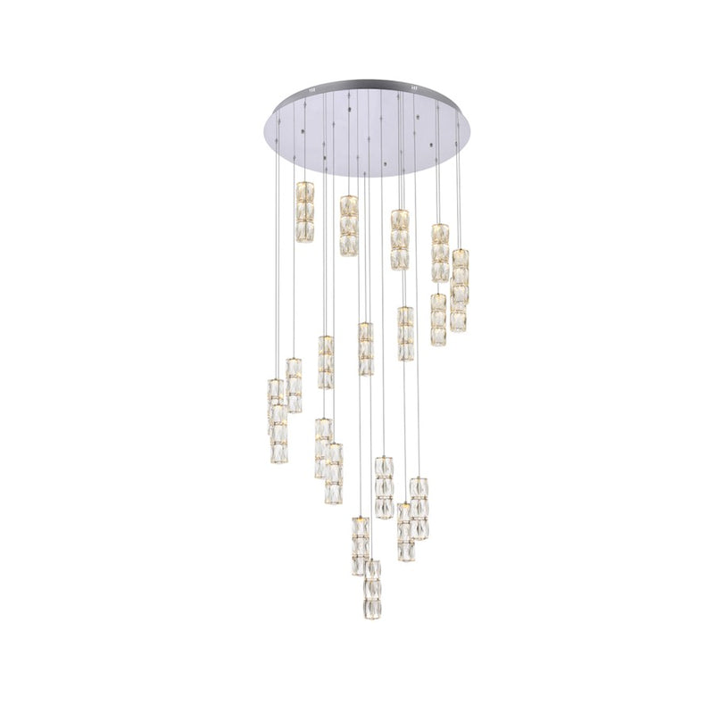 Elegant Lighting Polaris 20 Light 38" Chandelier, Chrome