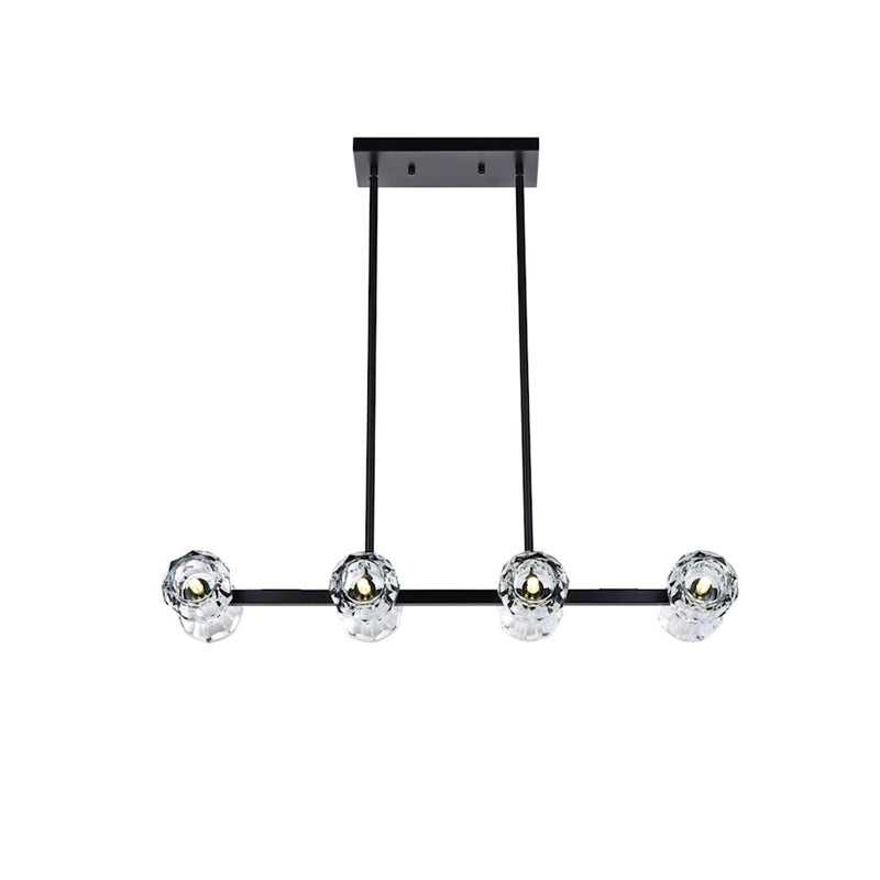 Elegant Lighting Eren 8 Light 31" Pendant, Black/Clear