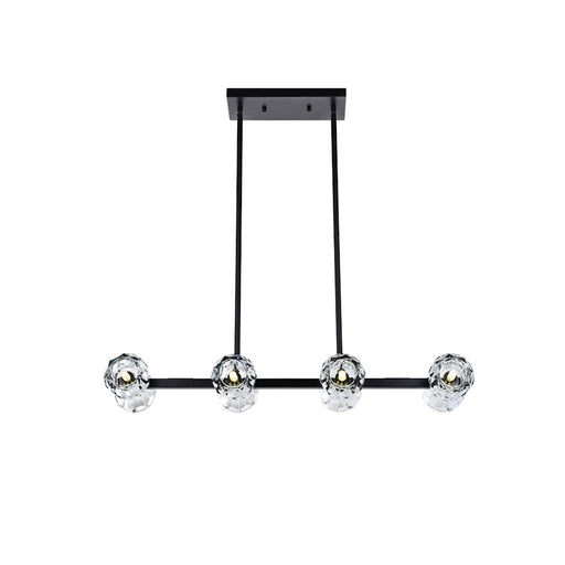 Elegant Lighting Eren 8 Light 31" Pendant, Black/Clear - 3505D31BK