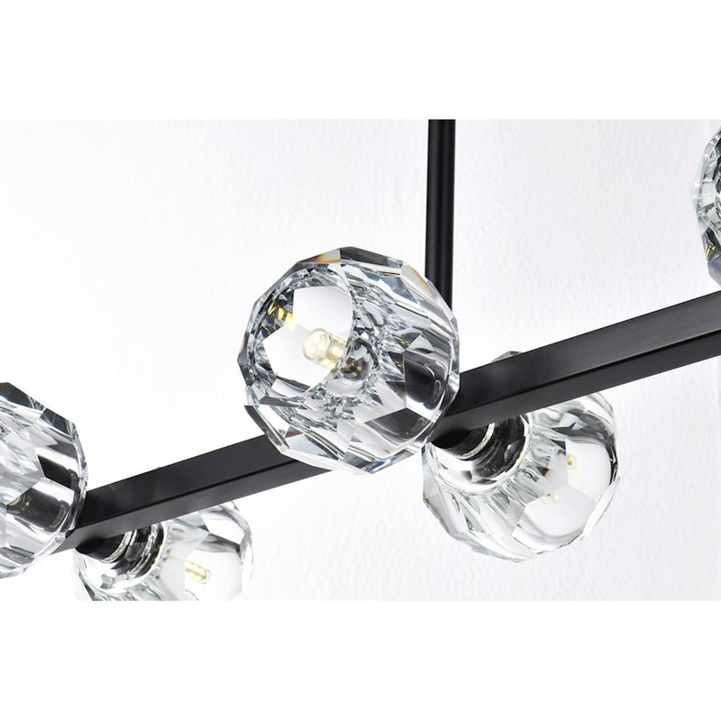 Elegant Lighting Eren 8 Light 31" Pendant, Black/Clear