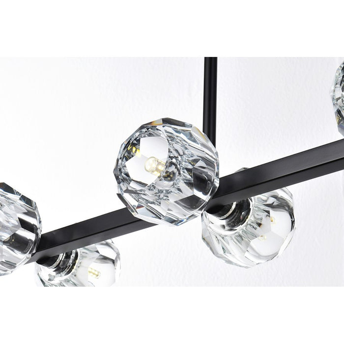 Elegant Lighting Eren 8 Light 31" Pendant, Black/Clear