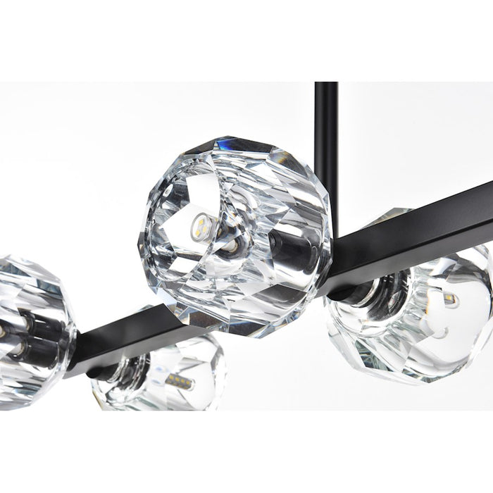 Elegant Lighting Eren 8 Light 31" Pendant, Black/Clear