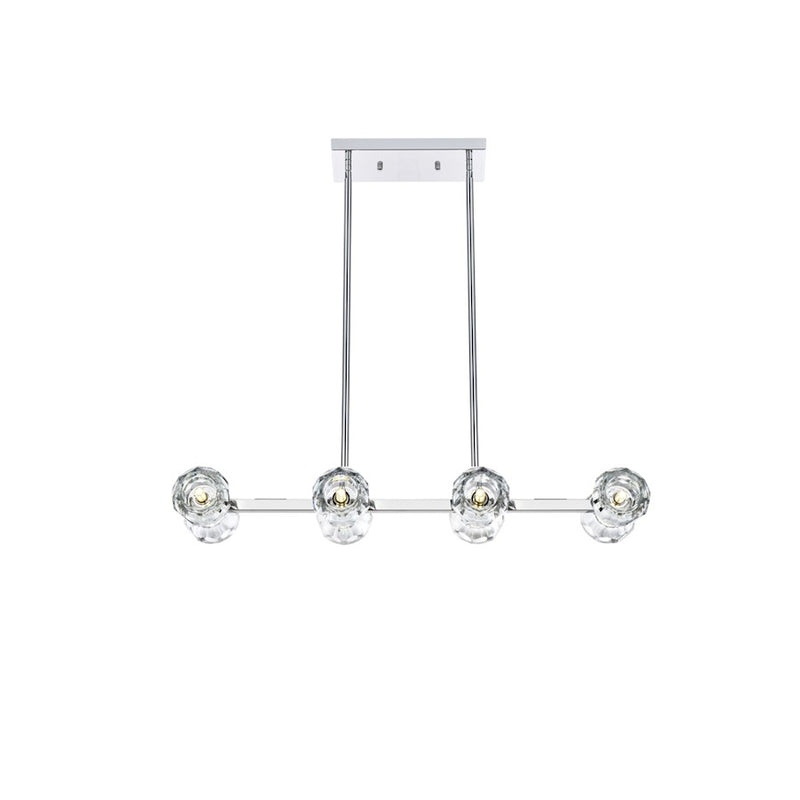 Elegant Lighting Eren 8 Light 31" Pendant, Chrome/Clear