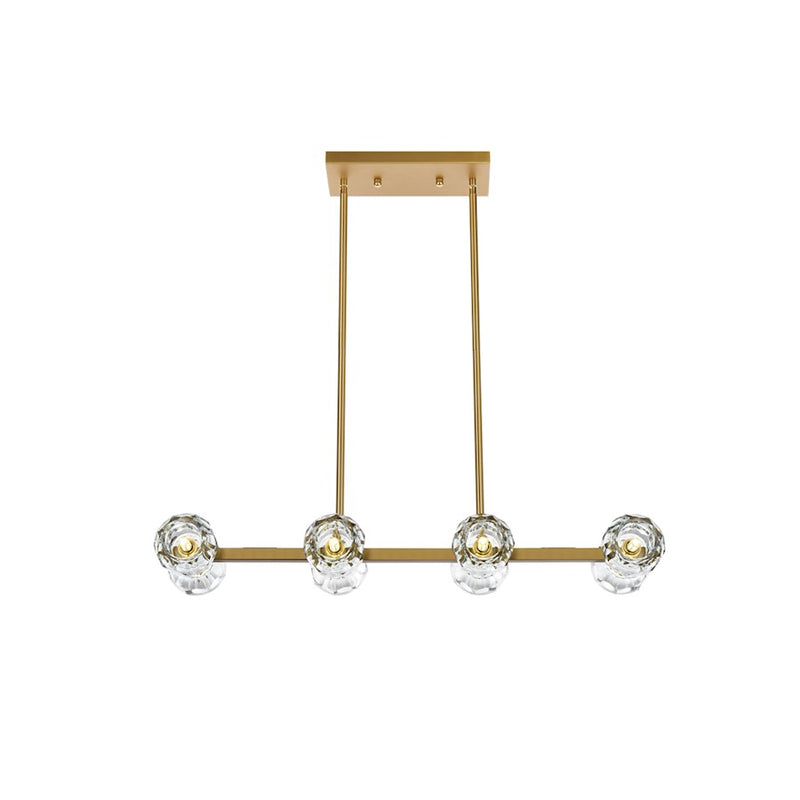 Elegant Lighting Eren 8 Light 31" Pendant, Satin Gold/Clear