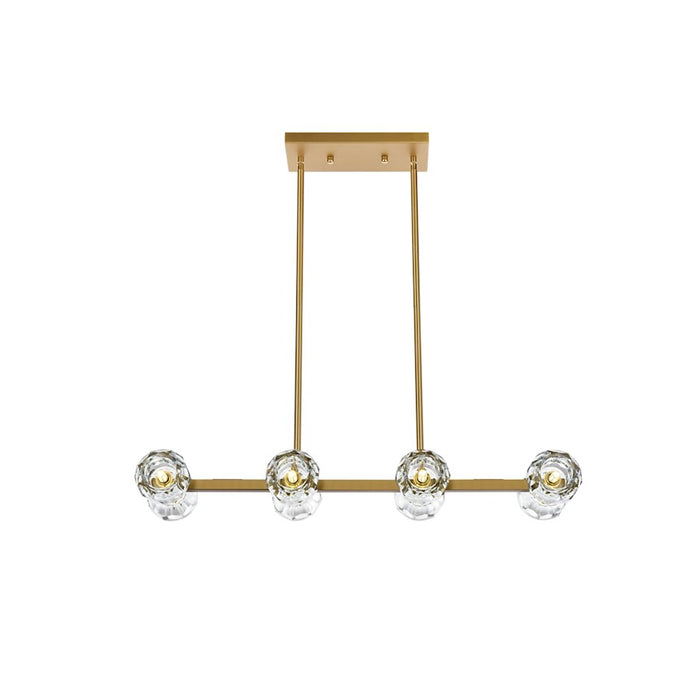 Elegant Lighting Eren 8 Light 31" Pendant, Satin Gold/Clear - 3505D31SG