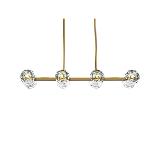 Elegant Lighting Eren 8 Light 31" Pendant, Satin Gold/Clear
