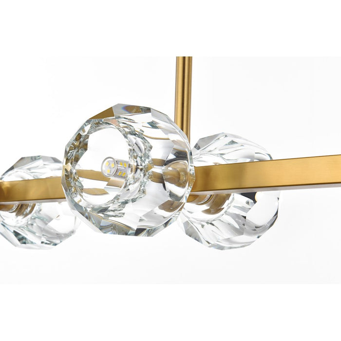 Elegant Lighting Eren 8 Light 31" Pendant, Satin Gold/Clear