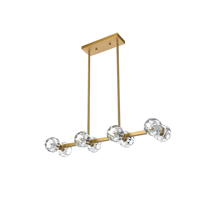 Elegant Lighting Eren 8 Light 31" Pendant, Satin Gold/Clear