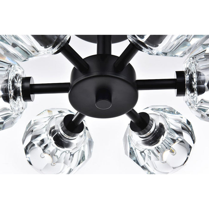 Elegant Lighting Eren 6 Light 14" Flush Mount, Black/Clear