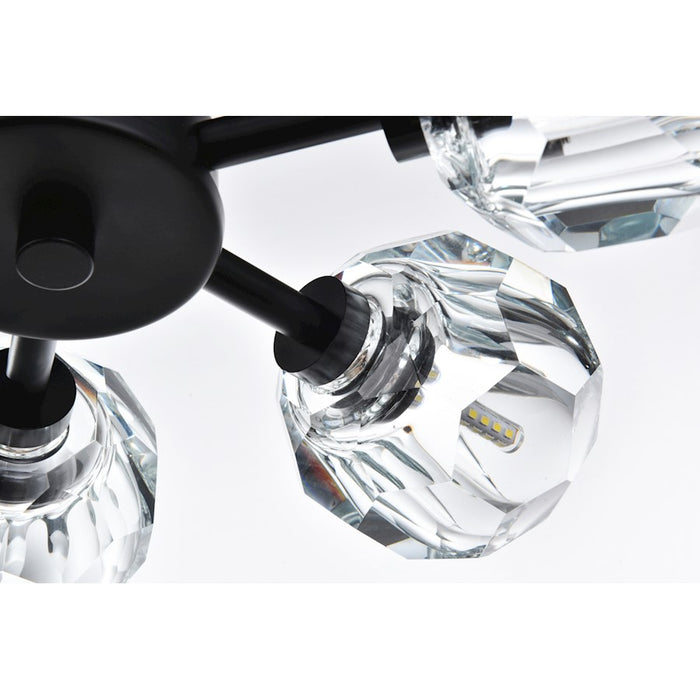 Elegant Lighting Eren 6 Light 14" Flush Mount, Black/Clear