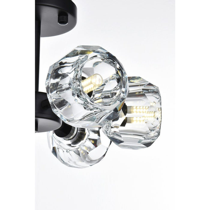 Elegant Lighting Eren 6 Light 14" Flush Mount, Black/Clear