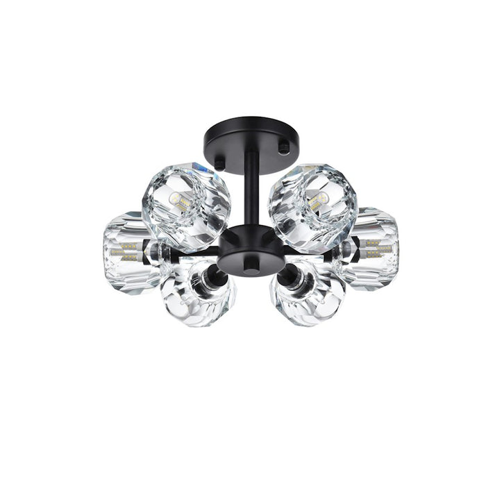 Elegant Lighting Eren 6 Light 14" Flush Mount, Black/Clear