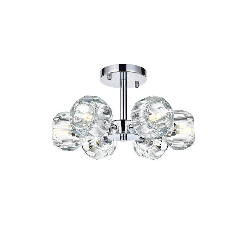 Elegant Lighting Eren 6 Light 14" Flush Mount, Chrome/Clear