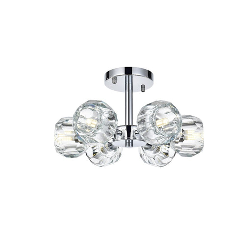 Elegant Lighting Eren 6 Light 14" Flush Mount, Chrome/Clear - 3505F14C