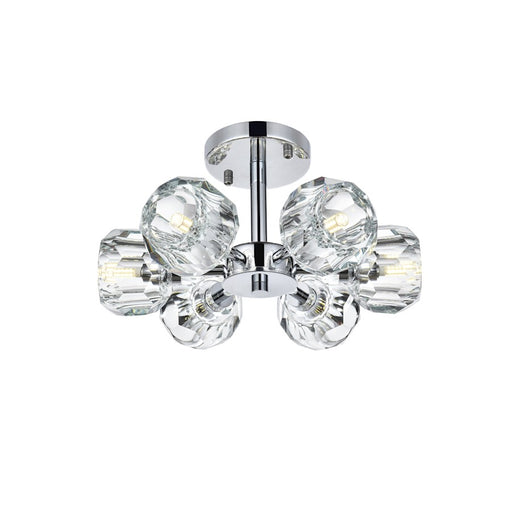 Elegant Lighting Eren 6 Light 14" Flush Mount, Chrome/Clear