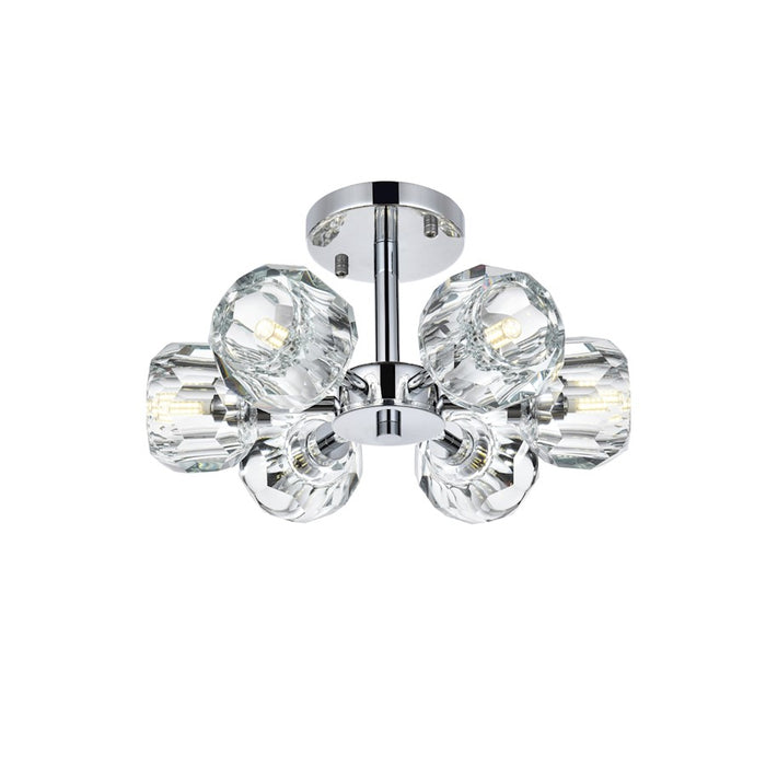 Elegant Lighting Eren 6 Light 14" Flush Mount, Chrome/Clear