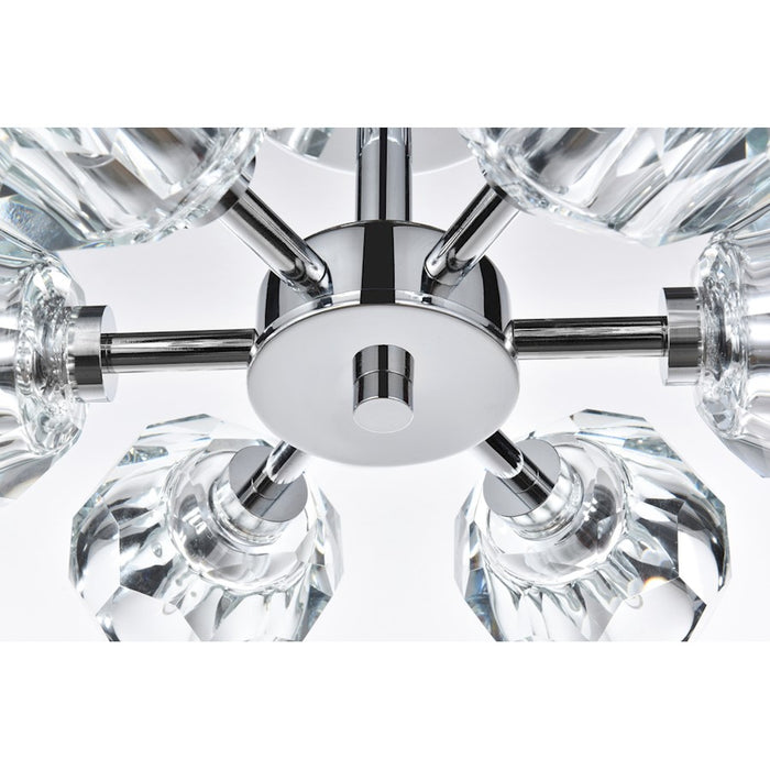 Elegant Lighting Eren 6 Light 14" Flush Mount, Chrome/Clear