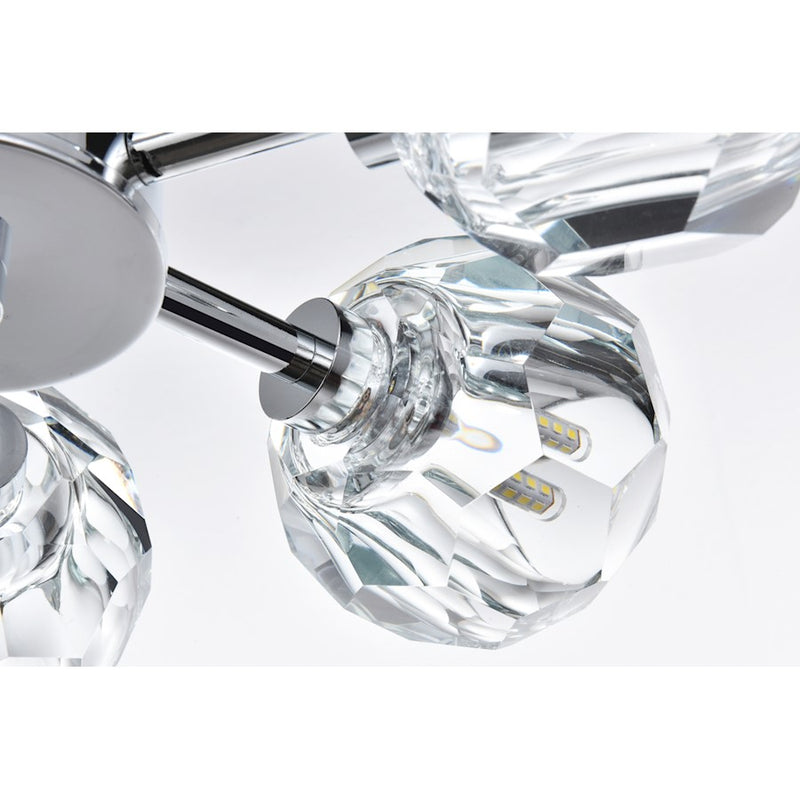 Elegant Lighting Eren 6 Light 14" Flush Mount, Chrome/Clear