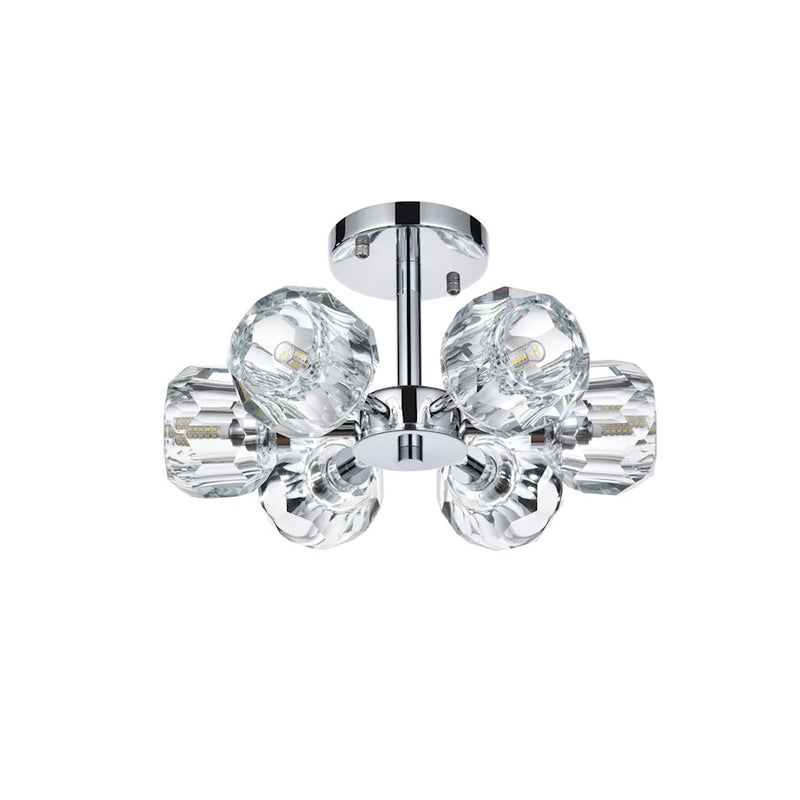 Elegant Lighting Eren 6 Light 14" Flush Mount, Chrome/Clear