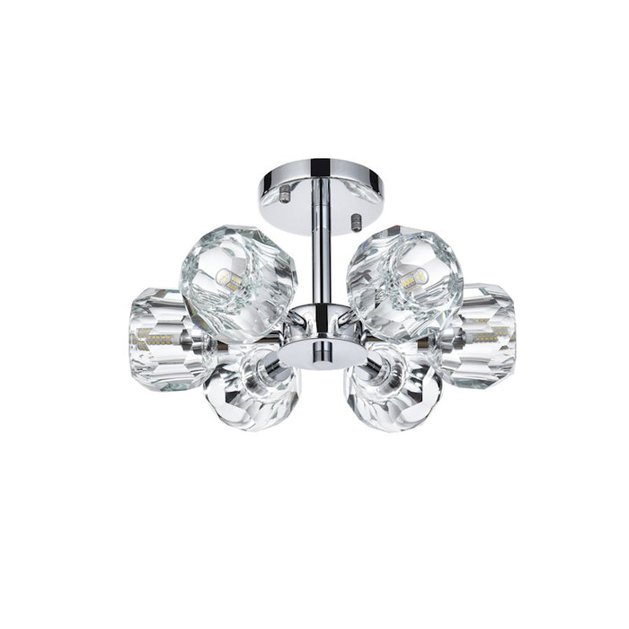 Elegant Lighting Eren 6 Light 14" Flush Mount, Chrome/Clear