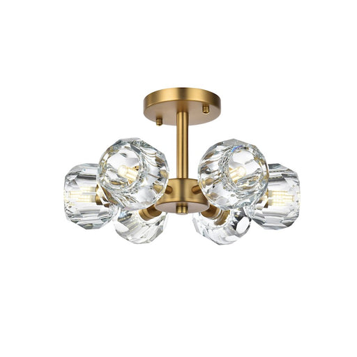 Elegant Lighting Eren 6 Light 14" Flush Mount, Satin Gold/Clear - 3505F14SG