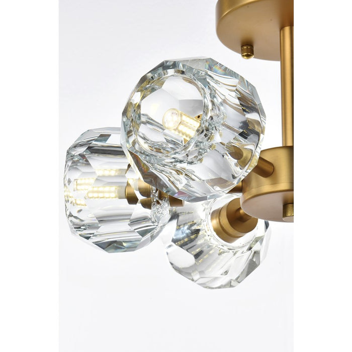 Elegant Lighting Eren 6 Light 14" Flush Mount, Satin Gold/Clear