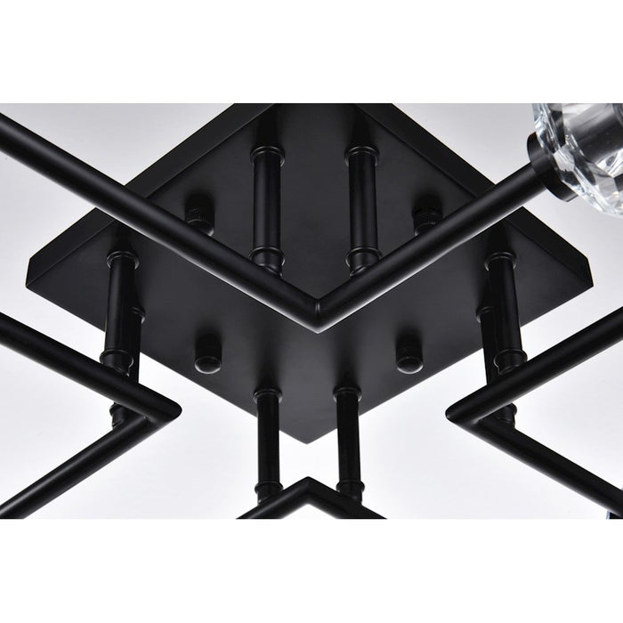 Elegant Lighting Eren 8 Light 31" Flush Mount, Black/Clear
