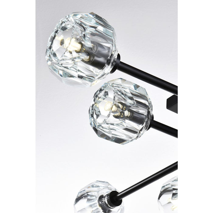 Elegant Lighting Eren 8 Light 31" Flush Mount, Black/Clear